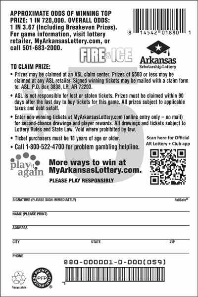 Fire And Ice scratchcard - game number #880 - back