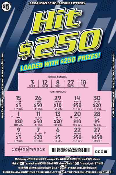 Hit $250 scratchcard - game number #809 - front-scratched