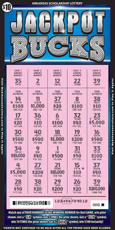 Jackpot Bucks scratchcard - game number #842 - front-scratched