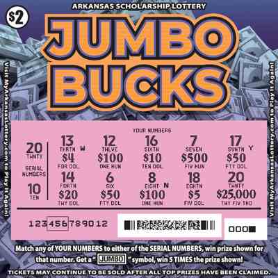 Jumbo Bucks scratchcard - game number #861 - front-scratched