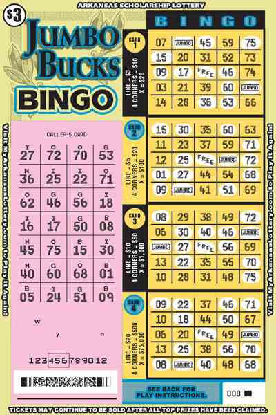 Jumbo Bucks Bingo scratchcard - game number #804 - front-scratched