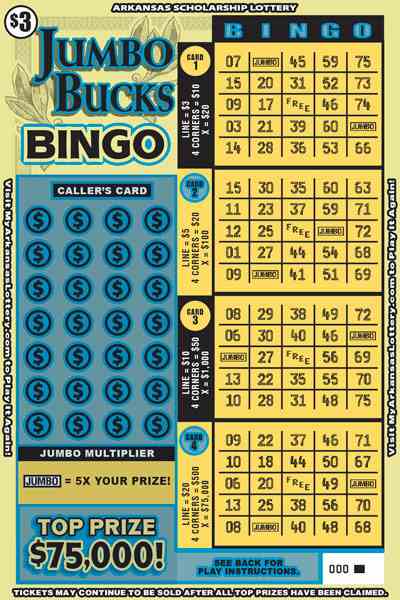 Jumbo Bucks Bingo scratchcard - game number #804 - front