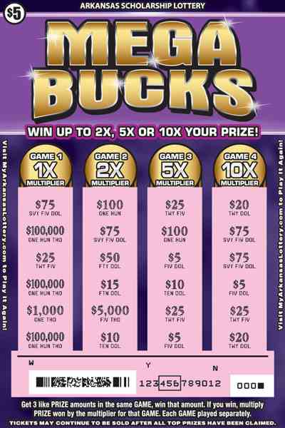 Mega Bucks scratchcard - game number #817 - front-scratched