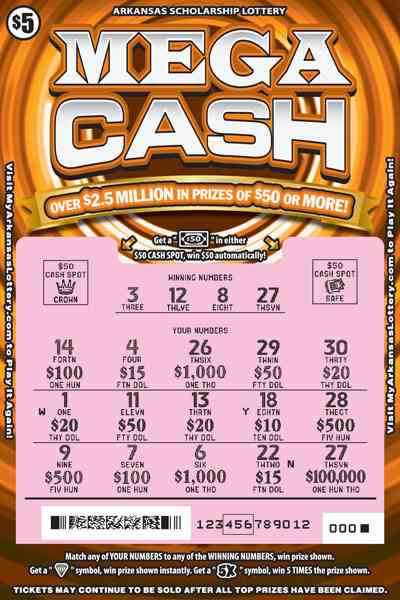 Mega Cash scratchcard - game number #889 - front-scratched