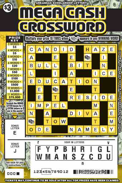 Mega Cash Crossword scratchcard - game number #879 - front-scratched