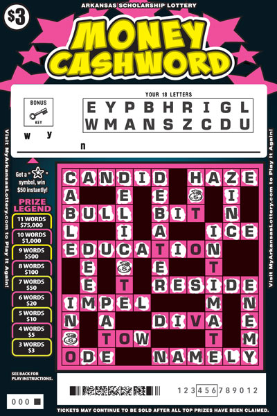 Money Cashword scratchcard - game number #901 - front-scratched