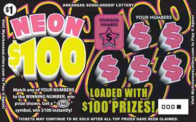 Neon $100 scratchcard - game number #847 - front