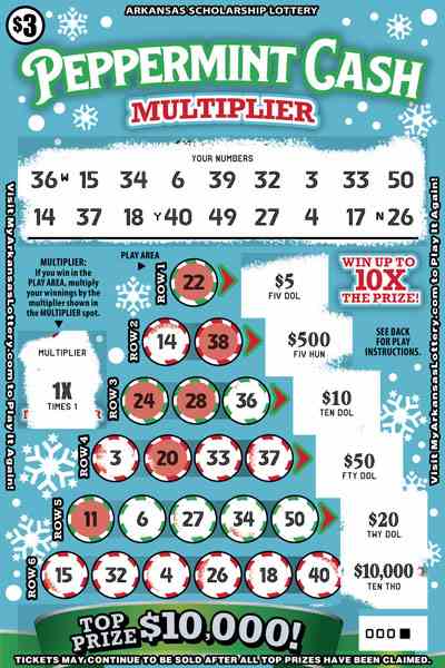 Peppermint Cash Multiplier scratchcard - game number #866 - front-scratched