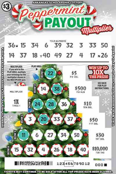 Peppermint Payout Multiplier scratchcard - game number #813 - front-scratched