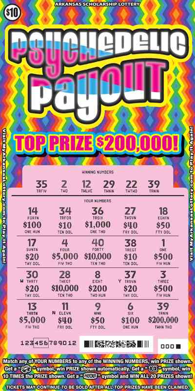 Psychedelic Payout scratchcard - game number #846 - front-scratched
