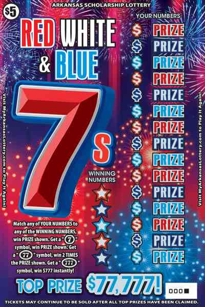 Red White And Blue 7S scratchcard - game number #849 - front