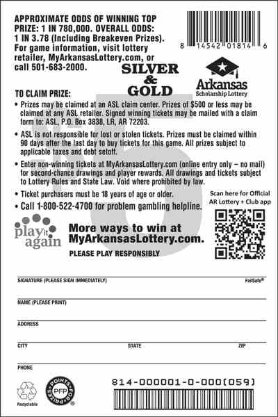 Silver & Gold scratchcard - game number #814 - back