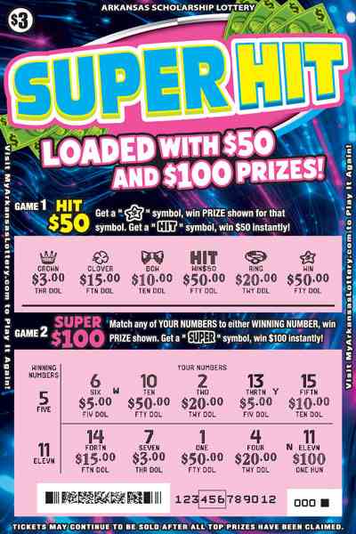 Super Hit scratchcard - game number #888 - front-scratched