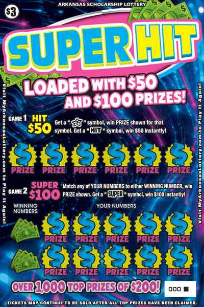 Super Hit scratchcard - game number #888 - front