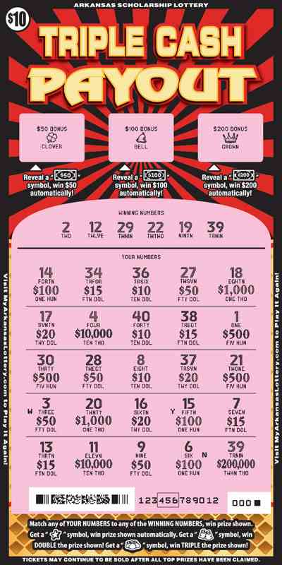 Triple Cash Payout scratchcard - game number #890 - front-scratched