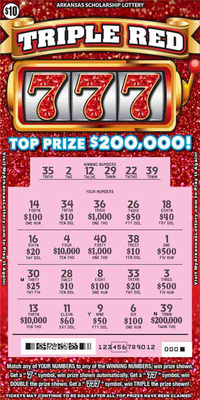 Triple Red 777 scratchcard - game number #806 - front-scratched