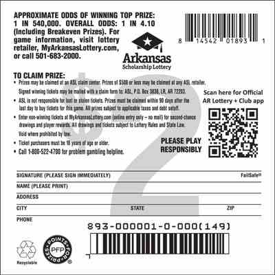 Triple Win scratchcard - game number #893 - back