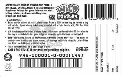 Wild Doubler scratchcard - game number #892 - back