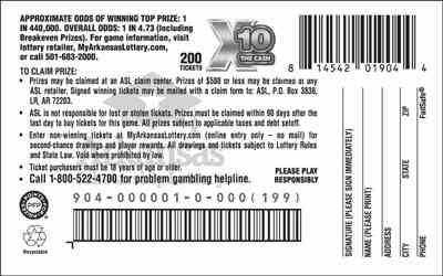 X10 The Cash scratchcard - game number #904 - back