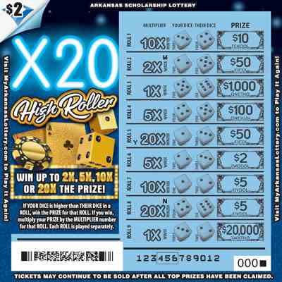 X20 High Roller scratchcard - game number #852 - front-scratched
