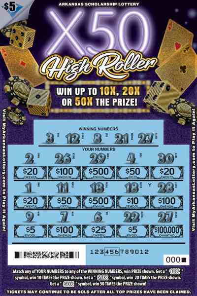 X50 High Roller scratchcard - game number #853 - front-scratched