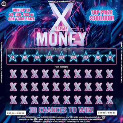 Xtreme Money scratchcard - game number #838 - front