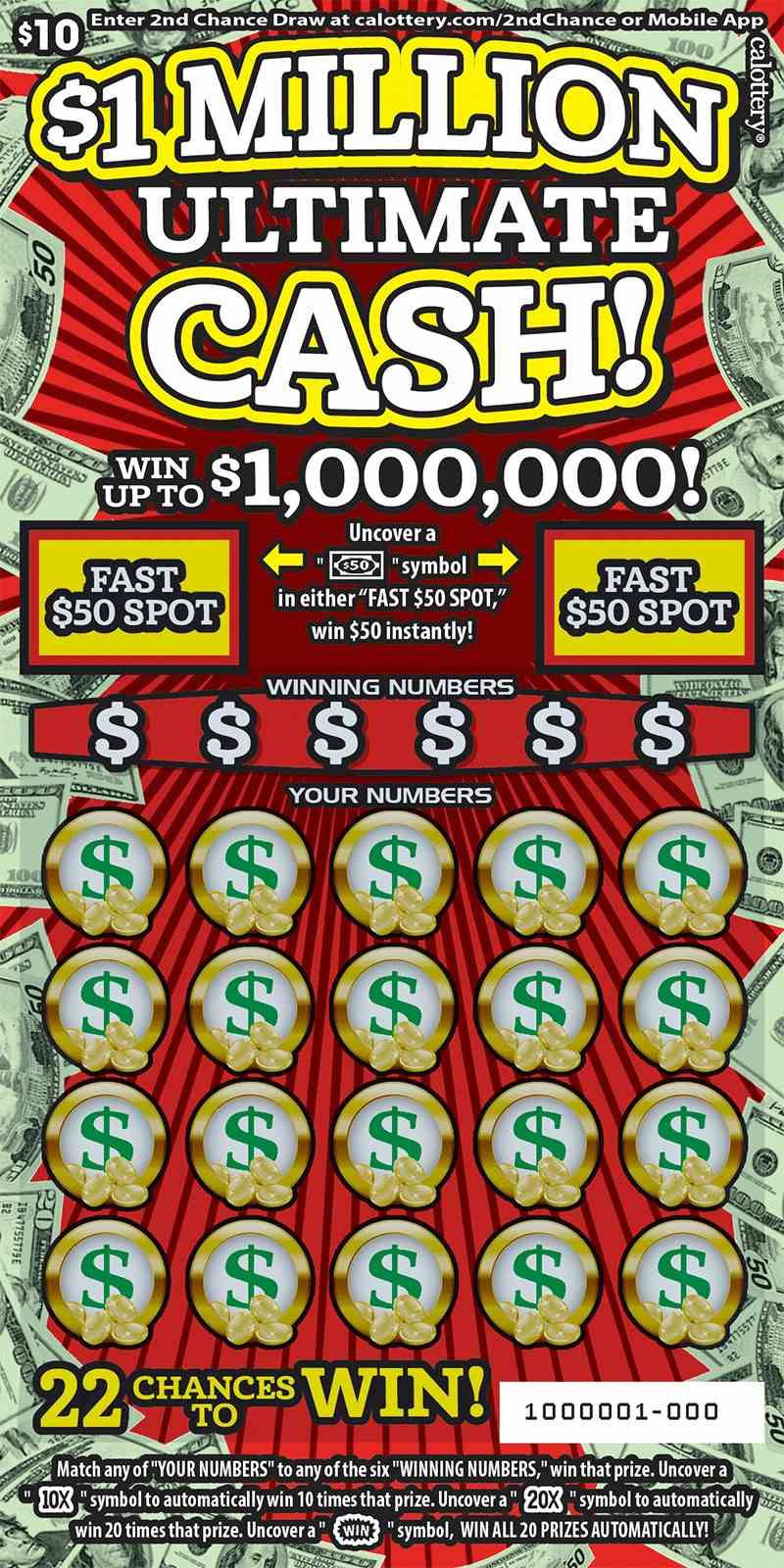 $1 Million Ultimate Cash! scratchcard - game number #1624 - front