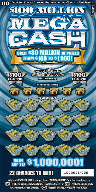 $100 Million Mega Cash scratchcard - game number #1637 - front