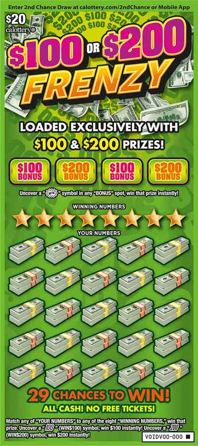 $100 Or $200 Frenzy scratchcard - game number #1731 - front