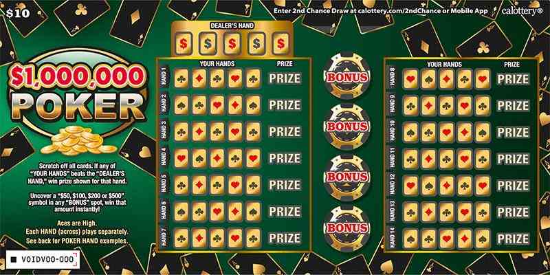 $1,000,000 Poker scratchcard - game number #1725 - front