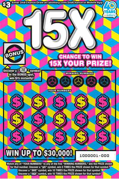 15X scratchcard - game number #1684 - front