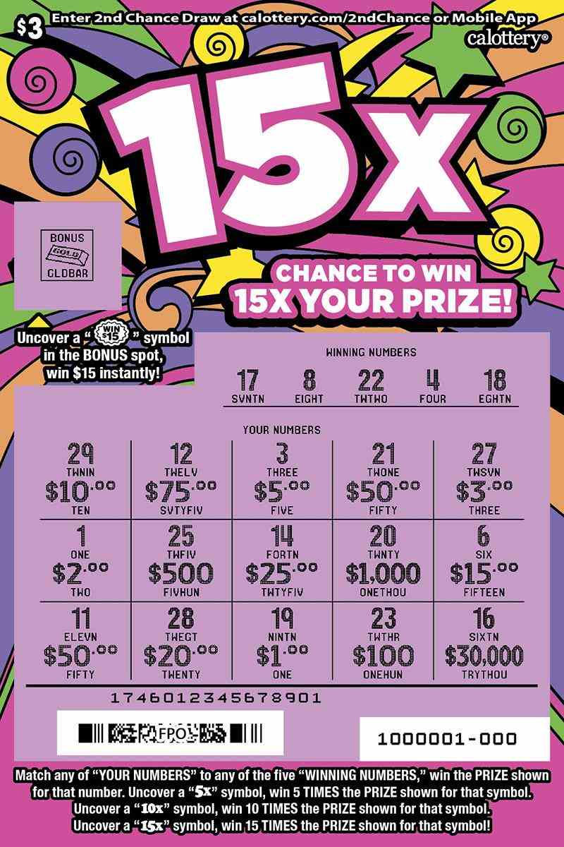 15X scratchcard - game number #1746 - front-scratched