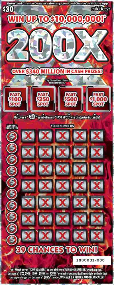 200X scratchcard - game number #1638 - front