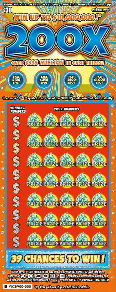200X scratchcard - game number #1740 - front
