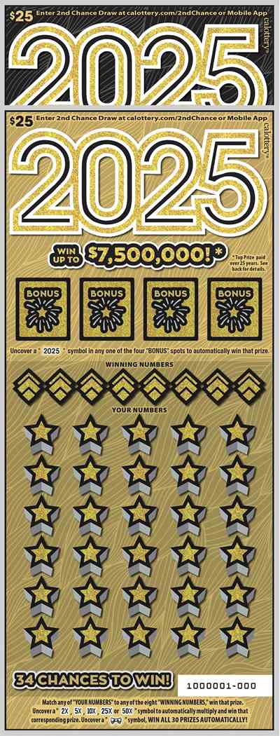 2025 scratchcard - game number #1646 - front
