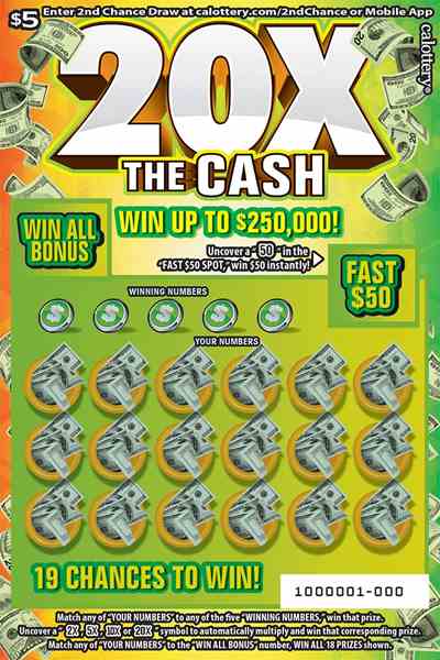 20X The Cash scratchcard - game number #1649 - front