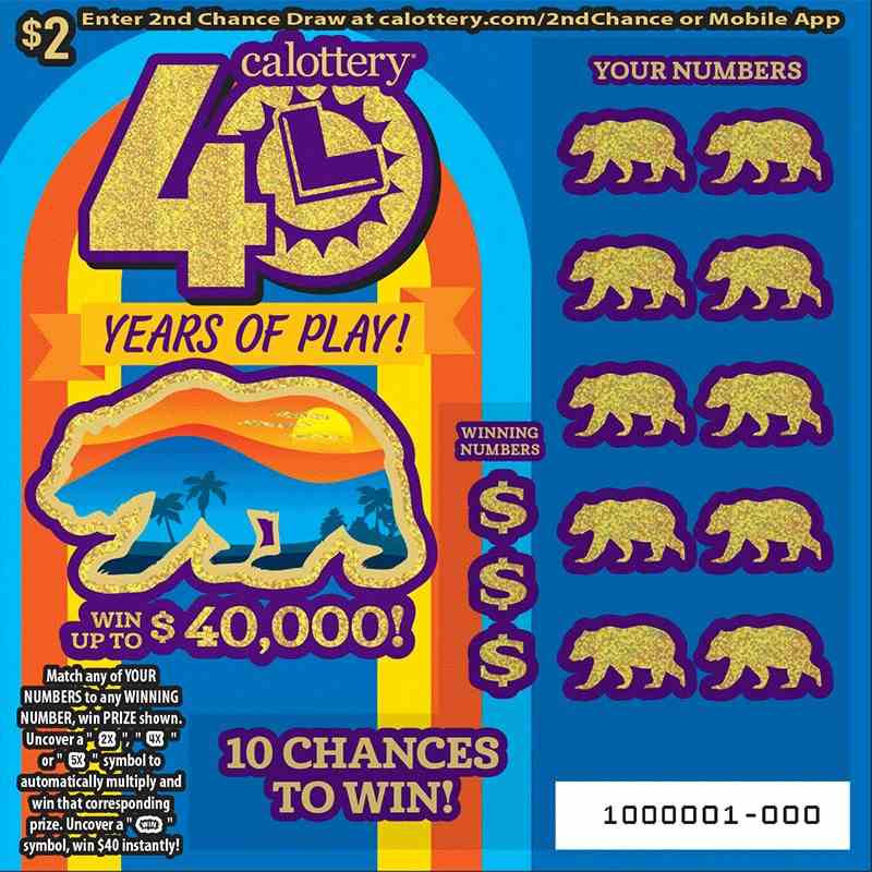 40 Years Of Play! scratchcard - game number #1656 - front