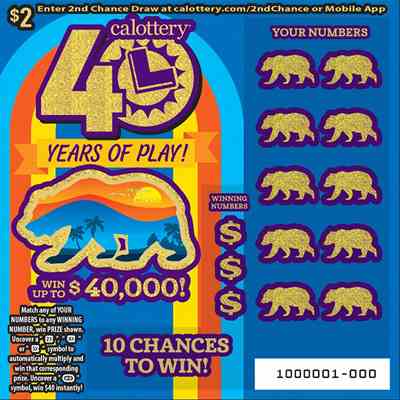 40 Years Of Play! scratchcard - game number #1656 - front