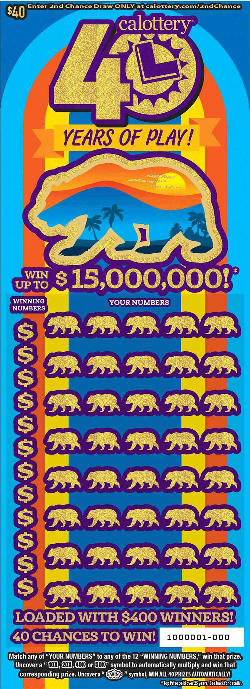 40 Years Of Play! scratchcard - game number #1660 - front