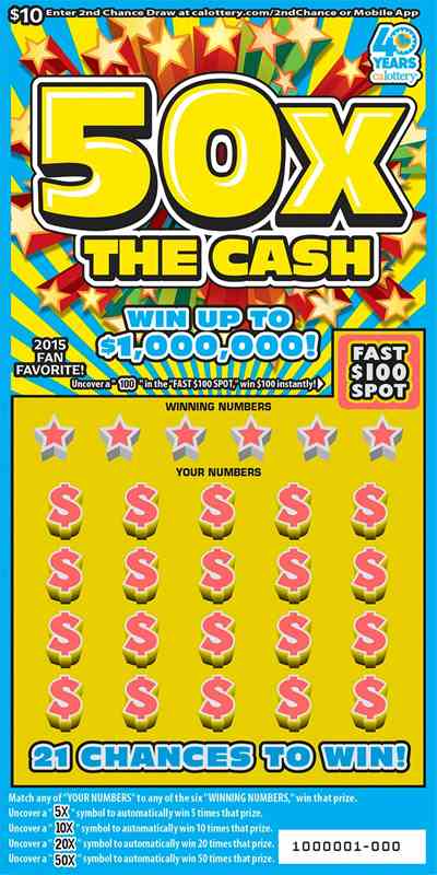 50X The Cash scratchcard - game number #1671 - front