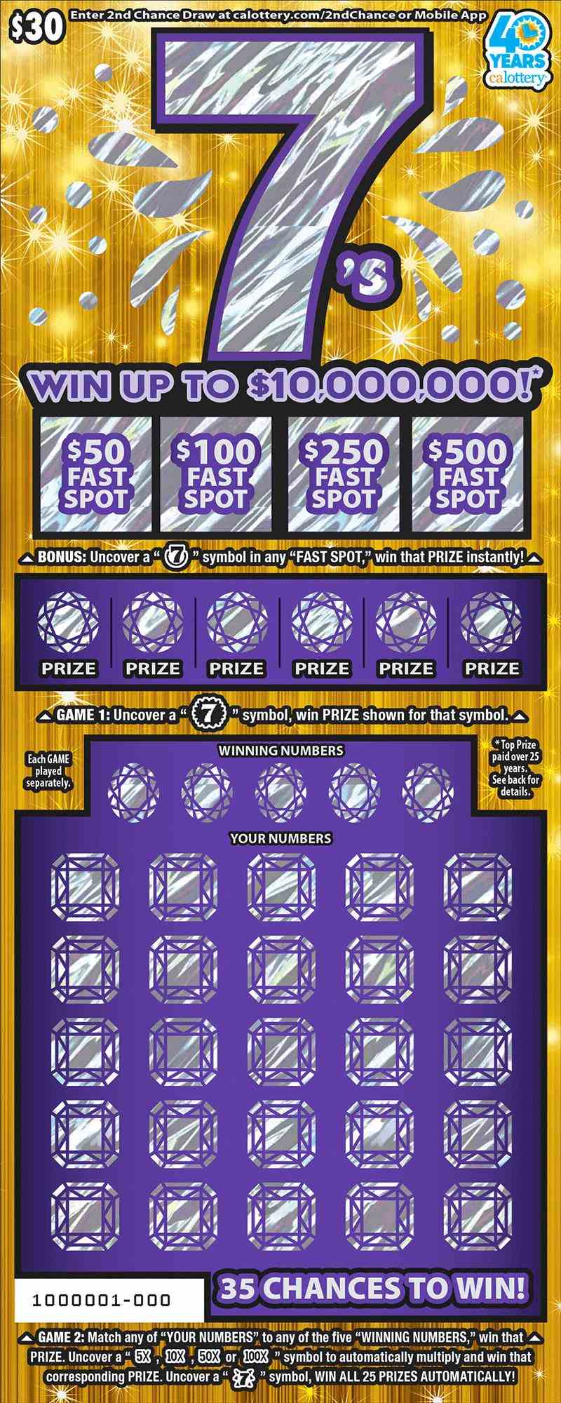 7'S scratchcard - game number #1692 - front