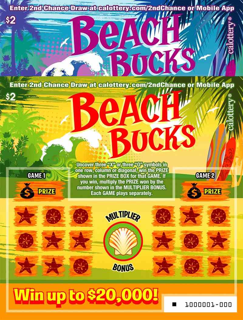 Beach Bucks scratchcard - game number #1627 - front
