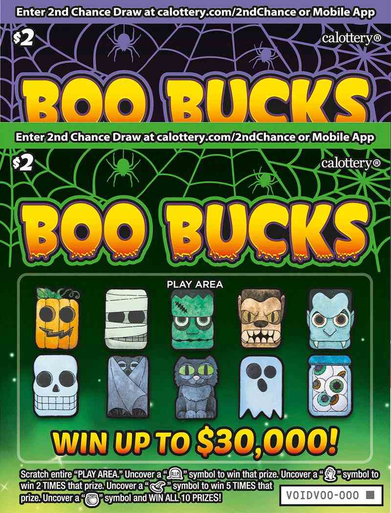 Boo Bucks scratchcard - game number #1745 - front