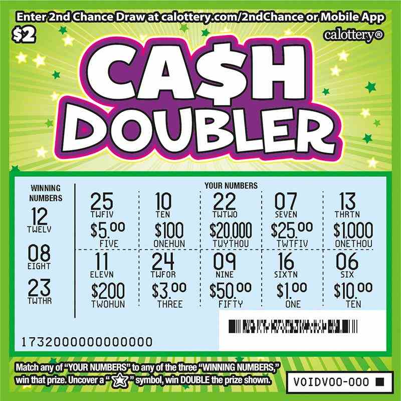 Ca$H Doubler scratchcard - game number #1732 - front-scratched