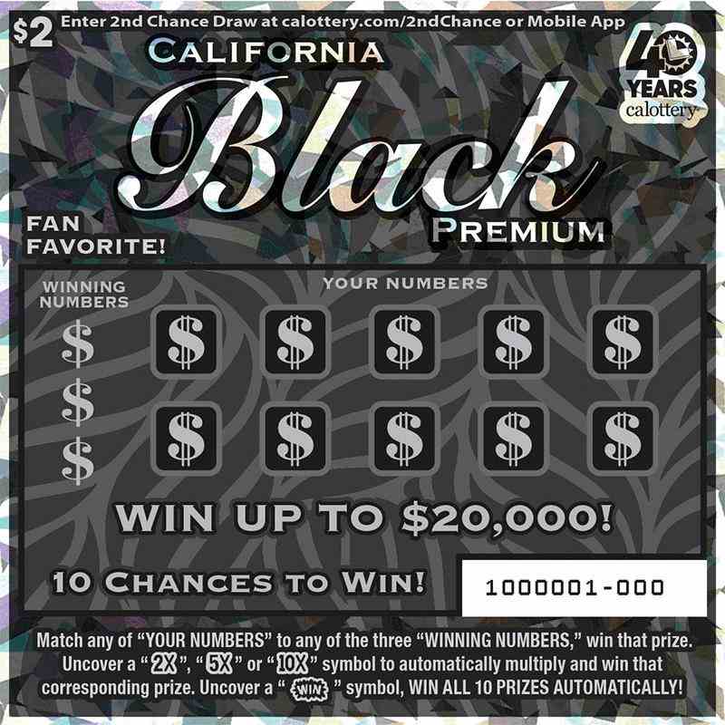 California Black Premium scratchcard - game number #1683 - front