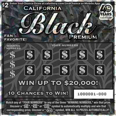 California Black Premium scratchcard - game number #1683 - front