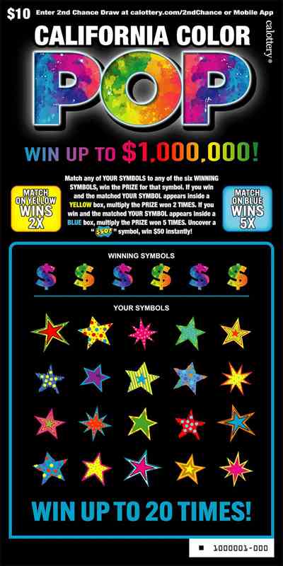 California Color Pop scratchcard - game number #1721 - front