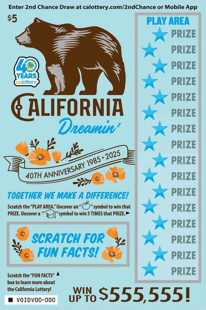 California Dreamin' scratchcard - game number #1680 - front