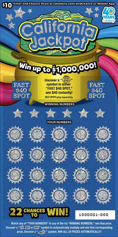 California Jackpot scratchcard - game number #1695 - front