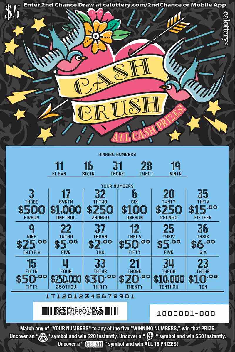 Cash Crush scratchcard - game number #1712 - front-scratched